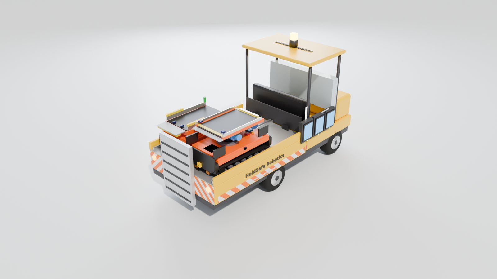 Concept render of HoldSafe Haven, the dock vehicle that carries and charges the robots